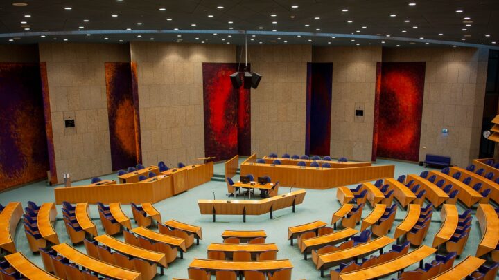 Circular seating of the Dutch Parliament in Den Haag, Nederland.
