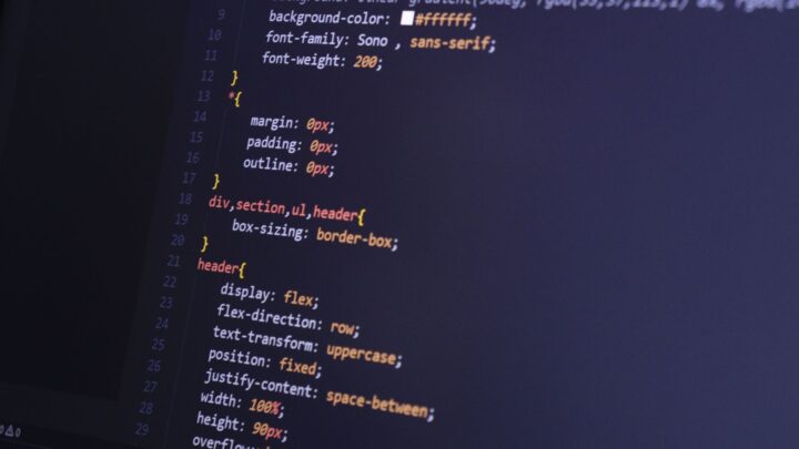 CSS code displayed on a computer screen highlighting programming concepts and technology.