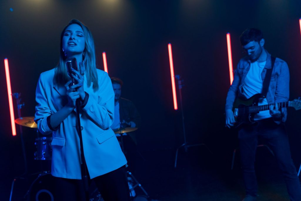 Indie rock band small stage performance