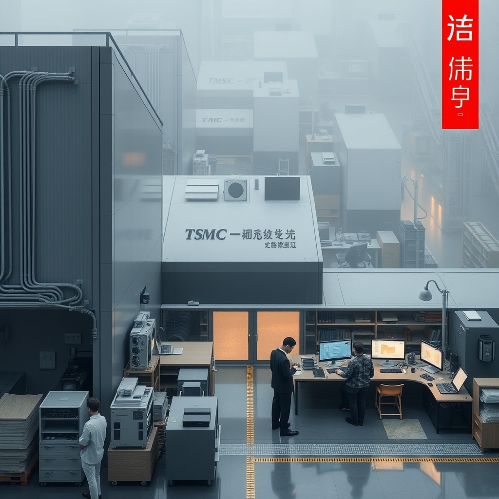 TSMC advanced semiconductor fabrication facility exterior aerial view industrial architecture